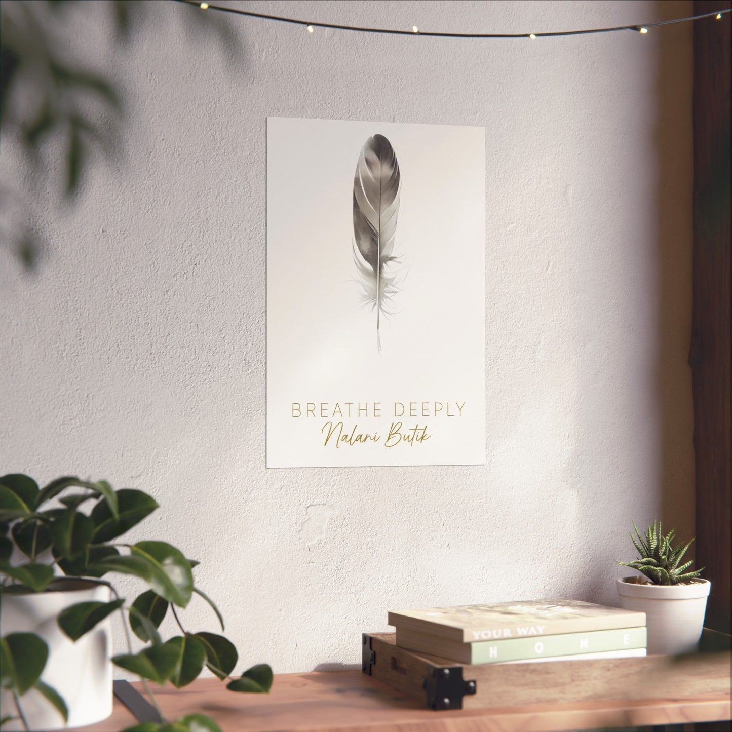 Feather 'Breathe Deeply' Matte Poster