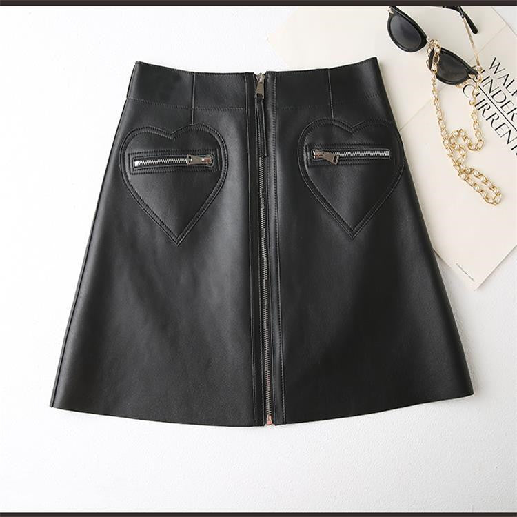 High-Waist Leather Mini Skirt