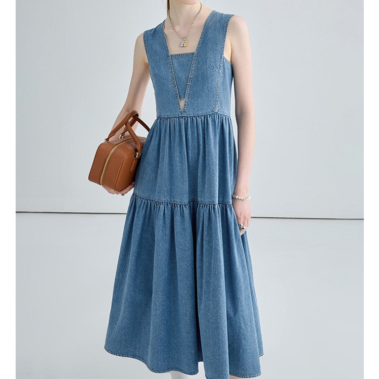 Denim Strap Maxi Dress
