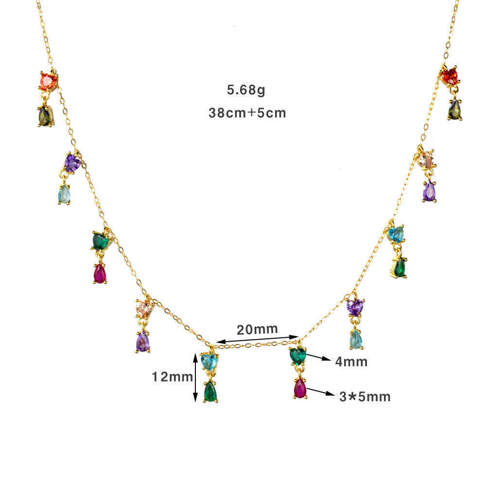 Retro Color Zircon Charm Necklace in 925 Silver – Playful High-Grade Design