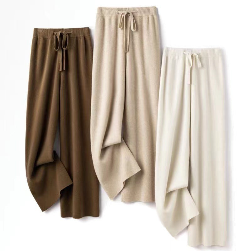 Nalani Wool Knit Flow Wide-Leg Pants - Soft Warmth. Effortless Drape