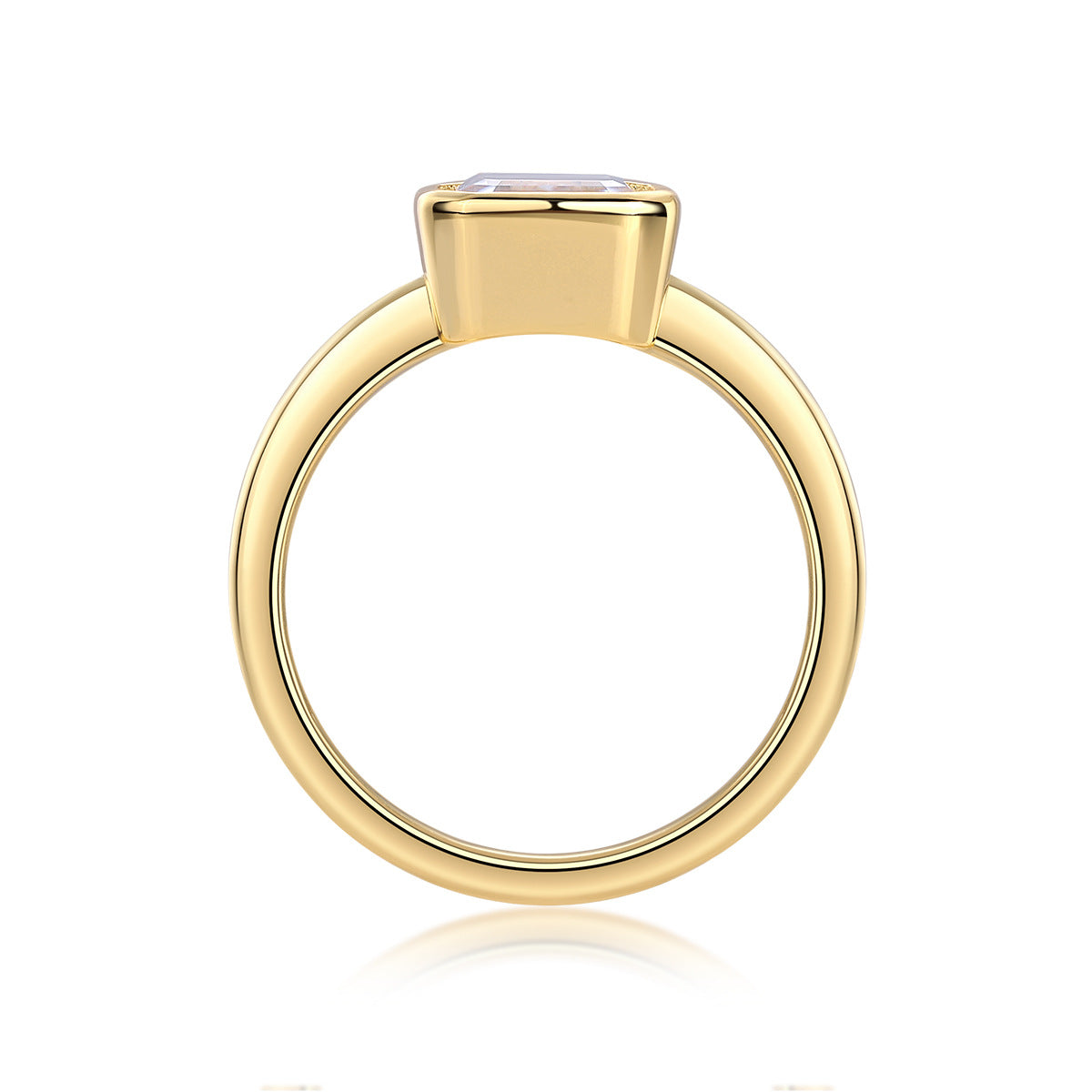 S925 Gold Moissanite Ring — Modern Geometric Glow