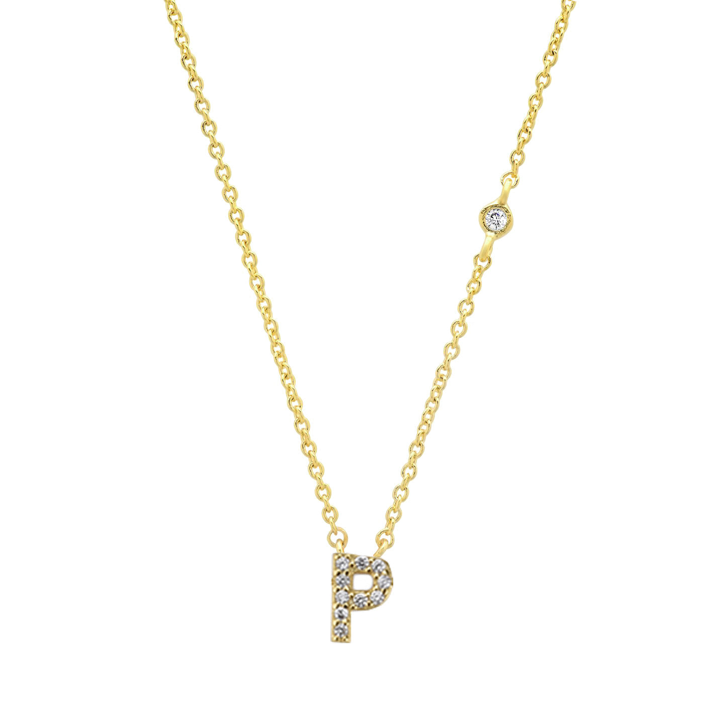 Gold-Plated Sterling Silver Initial Necklace – Minimal Personalized Pendant
