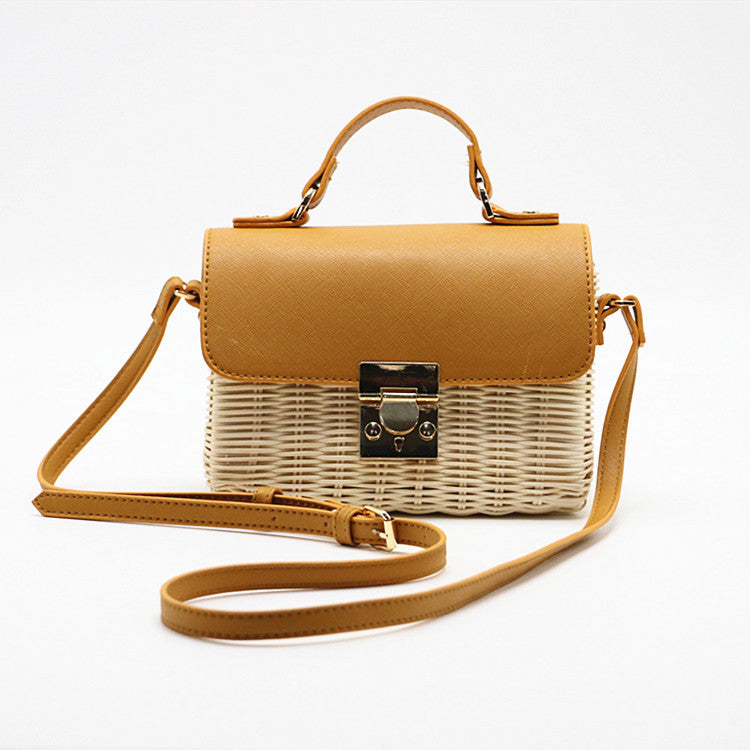 Golden Tides Woven Crossbody Beach Bag