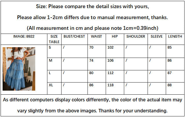 Soft Boho Tiered Denim Midi Skirt