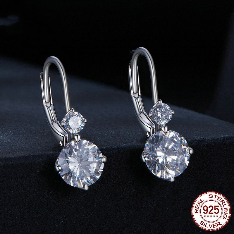 S925 Sterling Silver Moissanite Drop Ear Clips – 1 Carat Sparkling Elegance