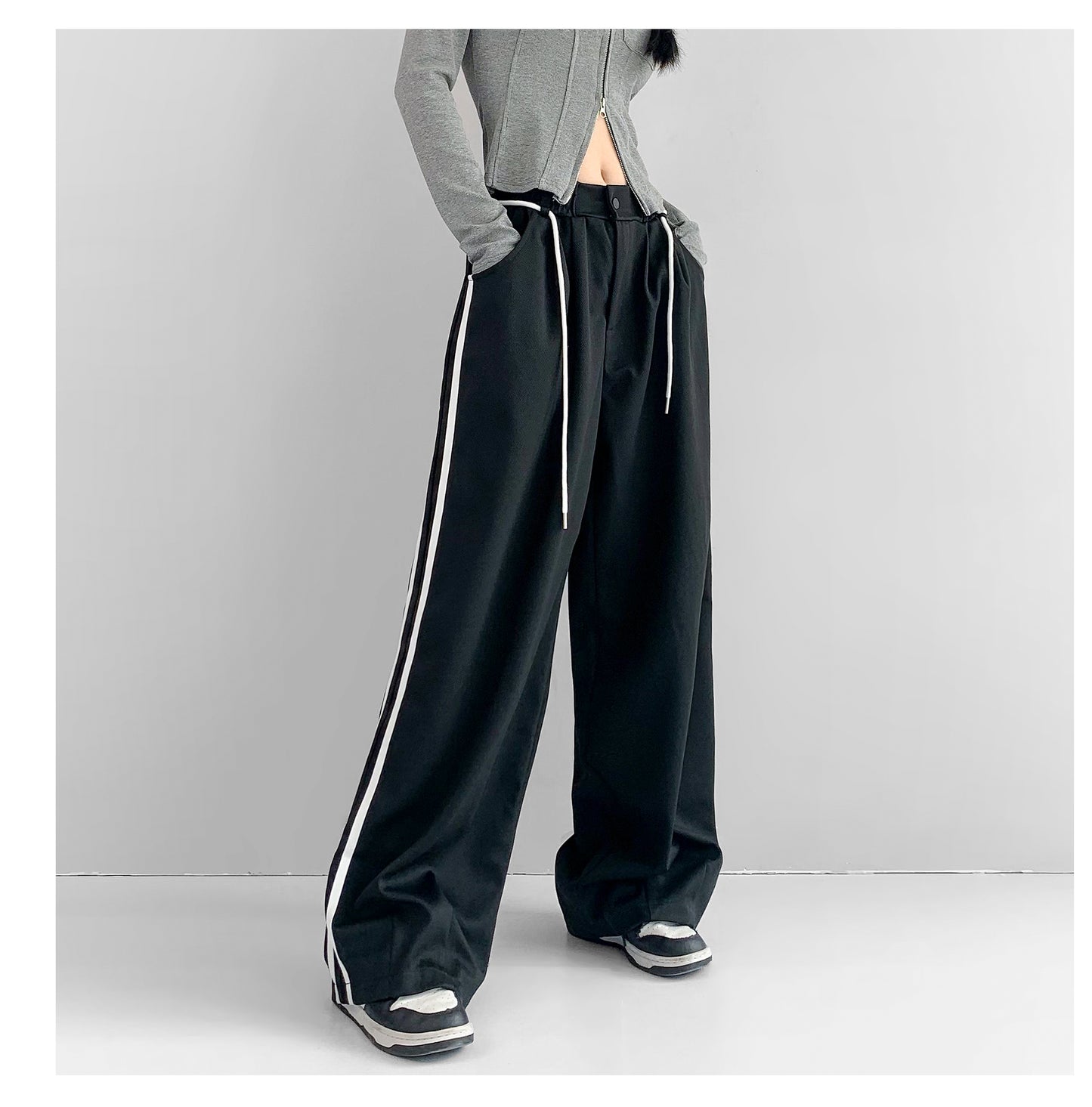 Nalani Apricot Flow Wide-Leg Pants - Soft contrast. Effortless movement.