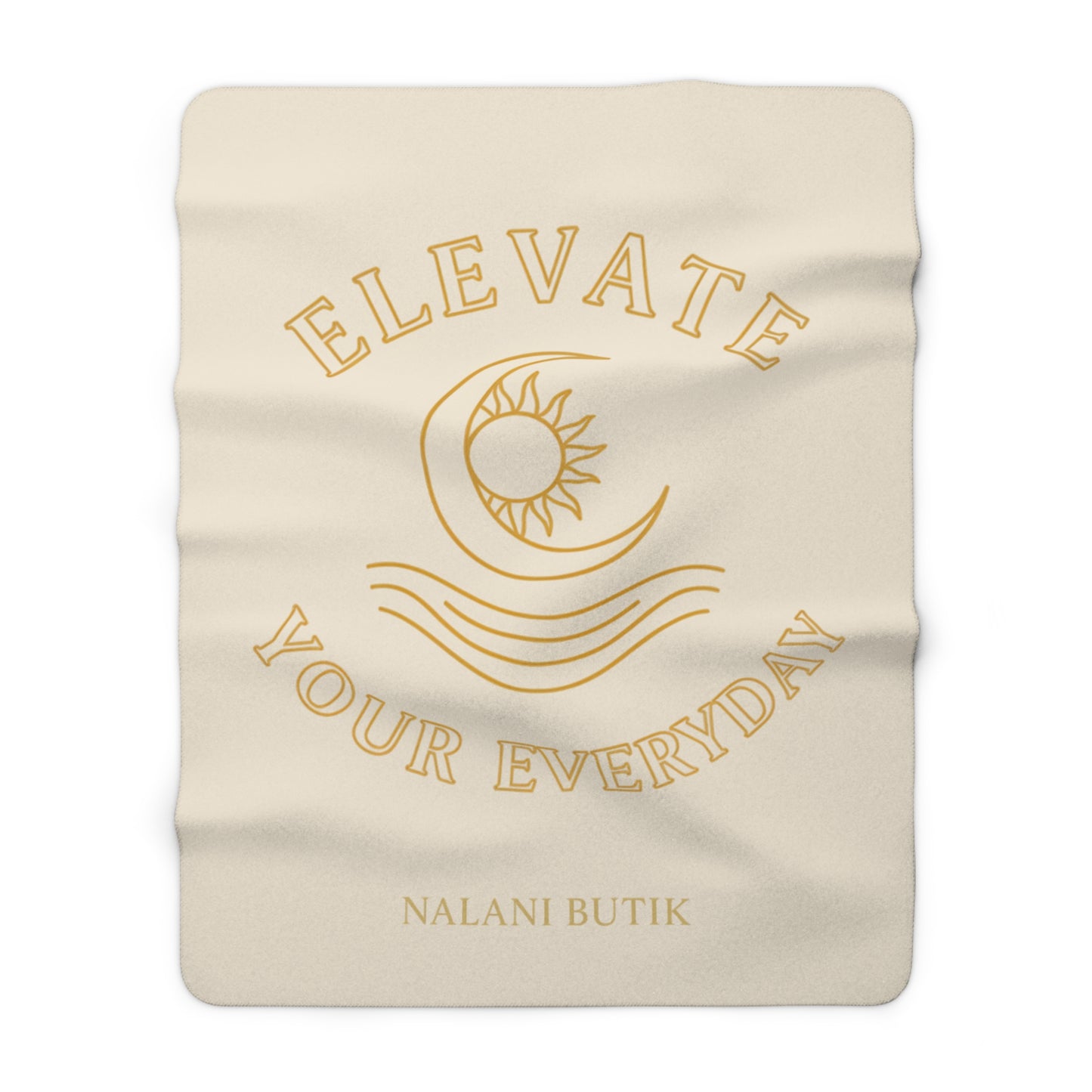 Elevate Your Everyday Sherpa Fleece Blanket — Cozy Neutral Throw with Sun & Moon Design