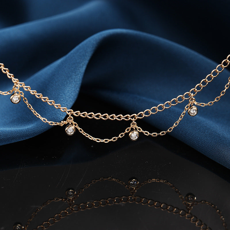S925 Sterling Silver Multi-Layer Wave Zircon Necklace – Delicate Feminine Choker