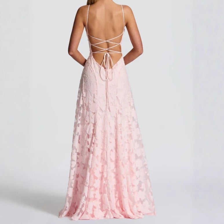 Soft Romance Backless Chiffon Maxi Dress