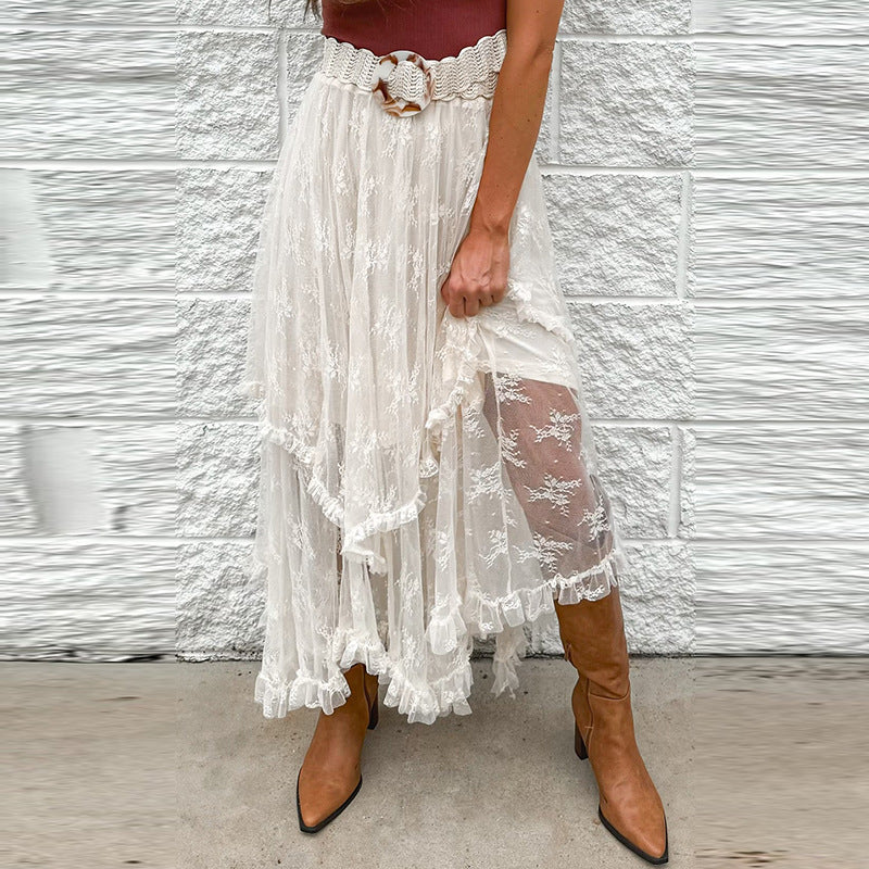 Soft Drift Lace Mesh Maxi Skirt