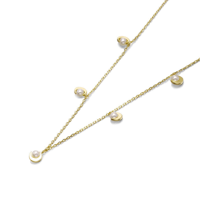 Natural Pearl Moonlight Collar Necklace - Minimalist 925 Silver Pearl Jewelry