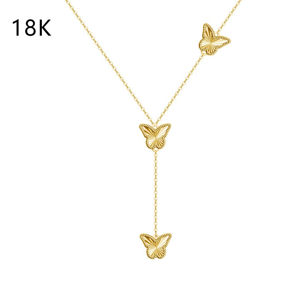S925 Butterfly Tassel Necklace — Soft, Delicate Layered Charm