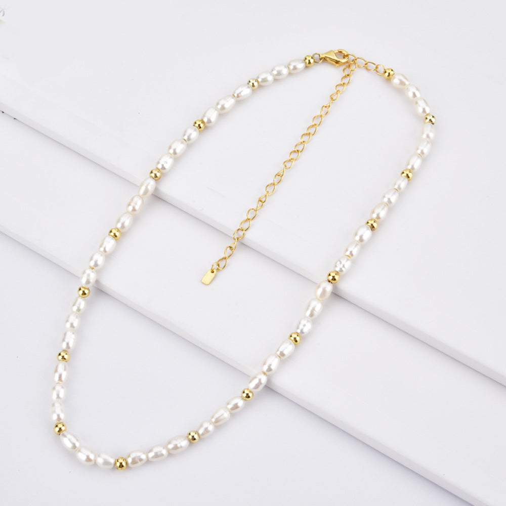Retro Freshwater Pearl Necklace – 18K Gold Plated European Minimalist Design