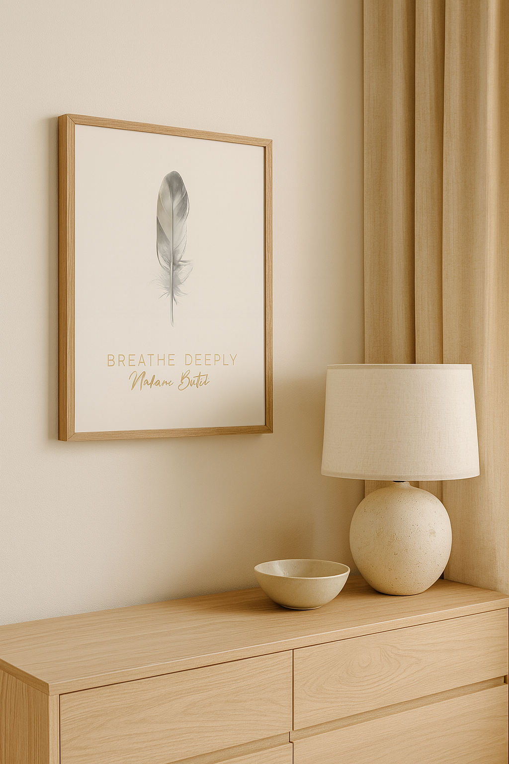 Feather 'Breathe Deeply' Matte Poster