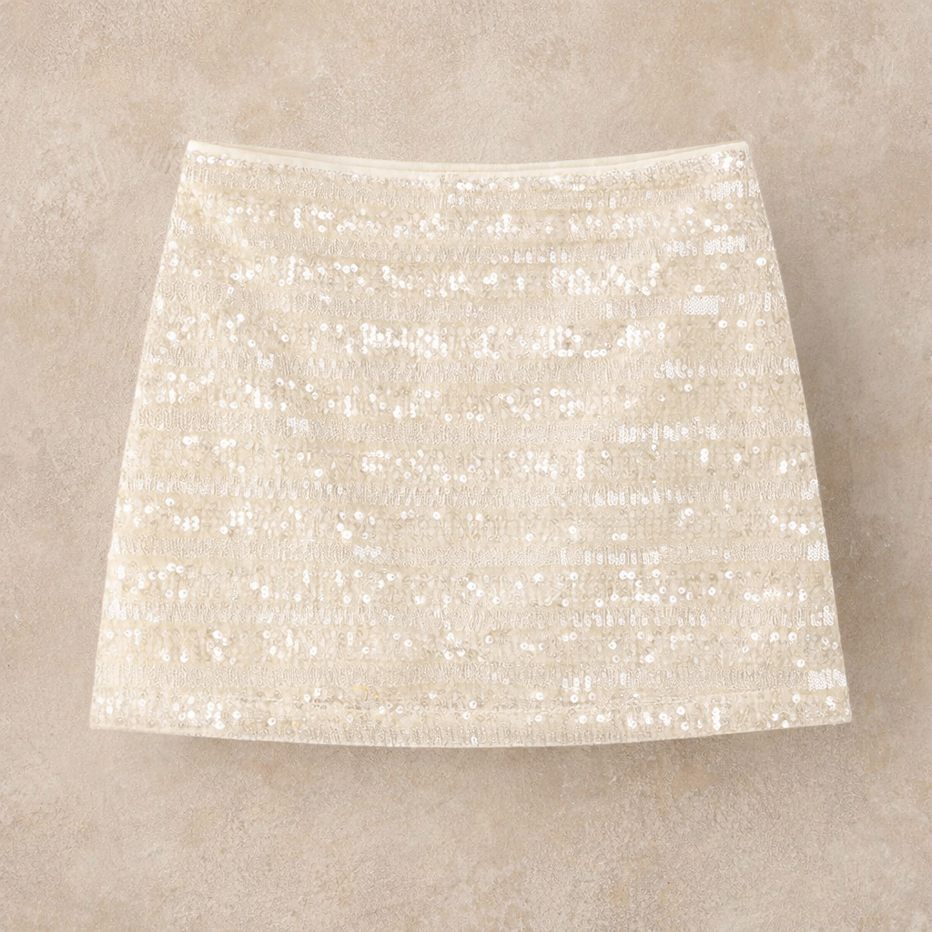 Soft Glow Sequin A-Line Skirt