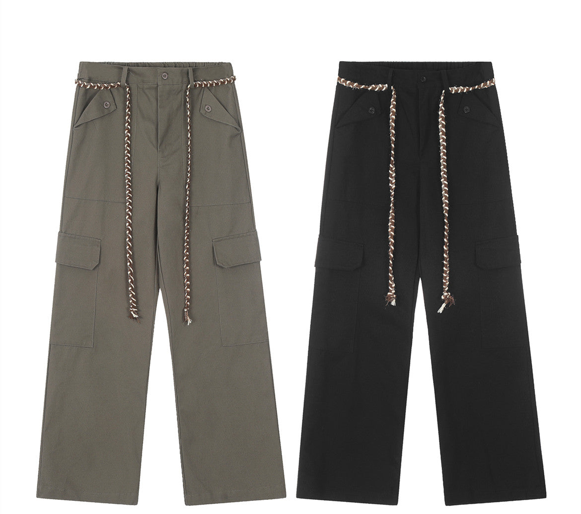 Nalani Lace-up Detail Utility Straight-Leg Pants - Effortless Modern Style