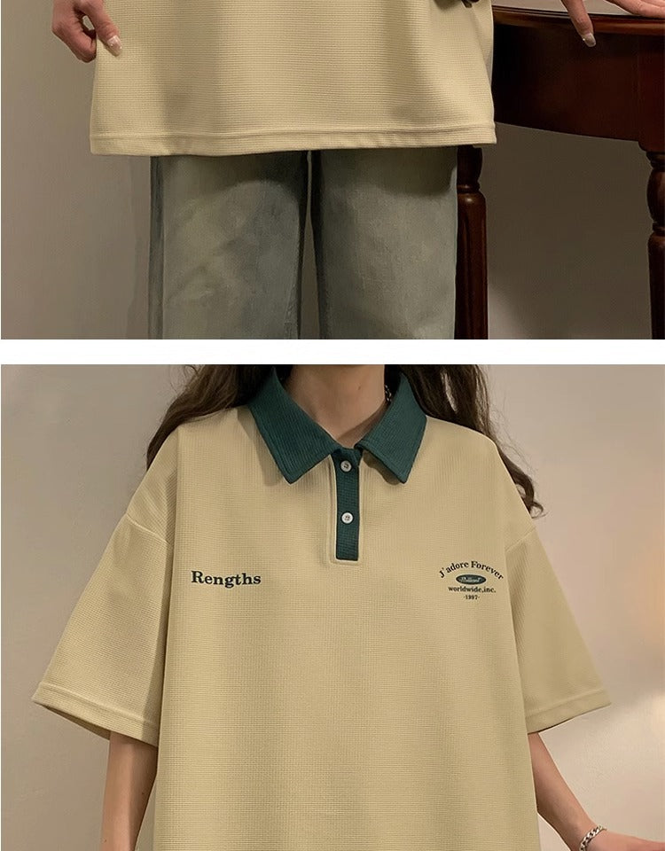 Vintage Relaxed Polo Shirt for Women – Soft Loose Fit