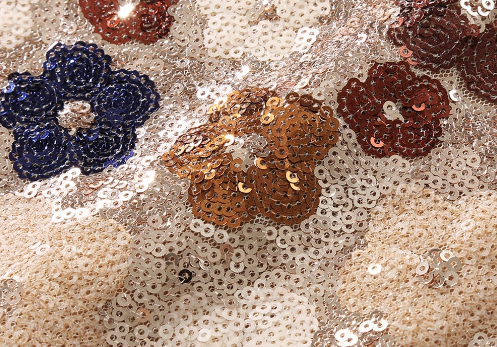 Soft Bloom Sequin Embroidery A-Line Skirt