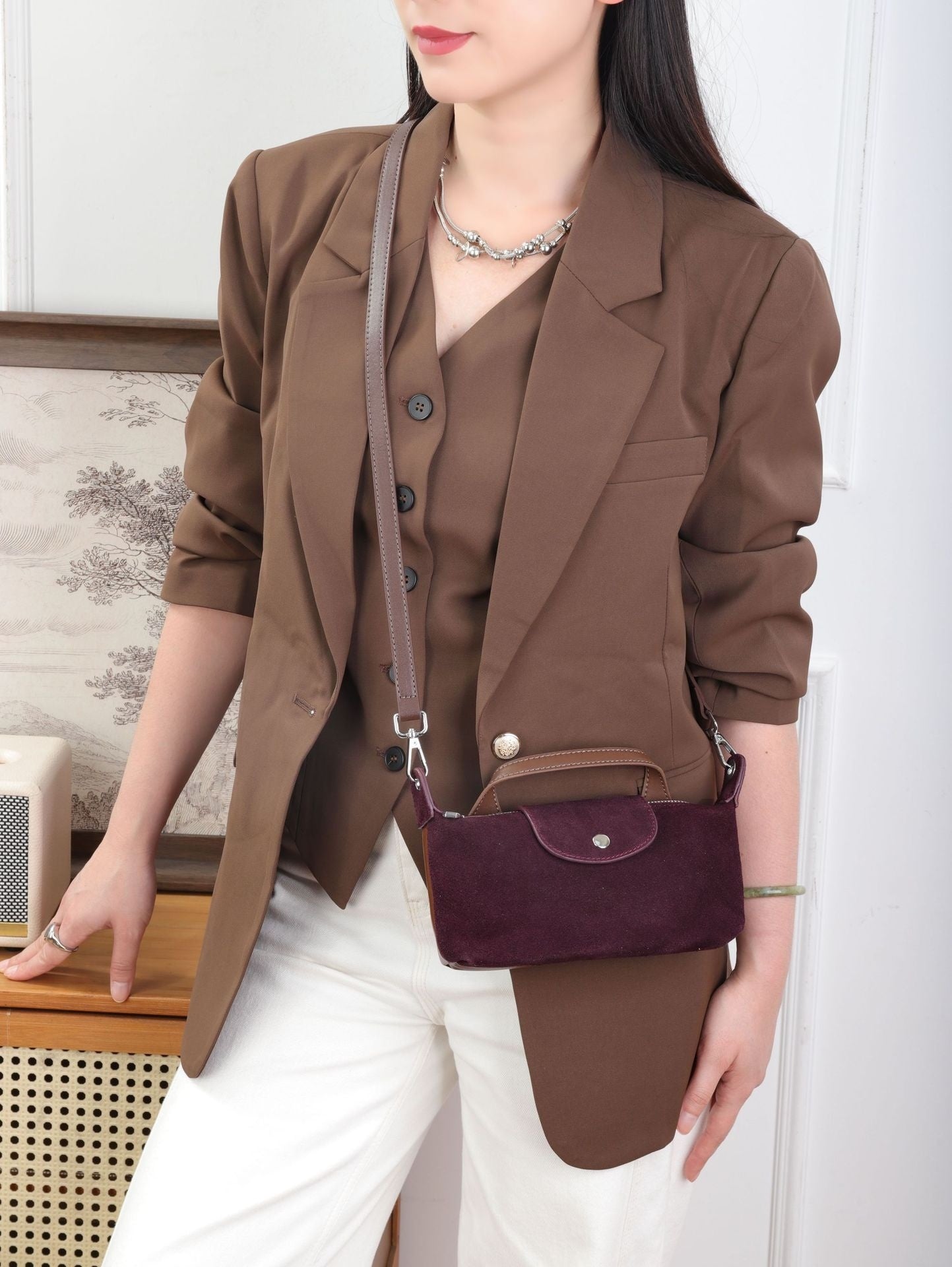 Nalani Soft Suede Patchwork Crossbody - A Textured Everyday Essential