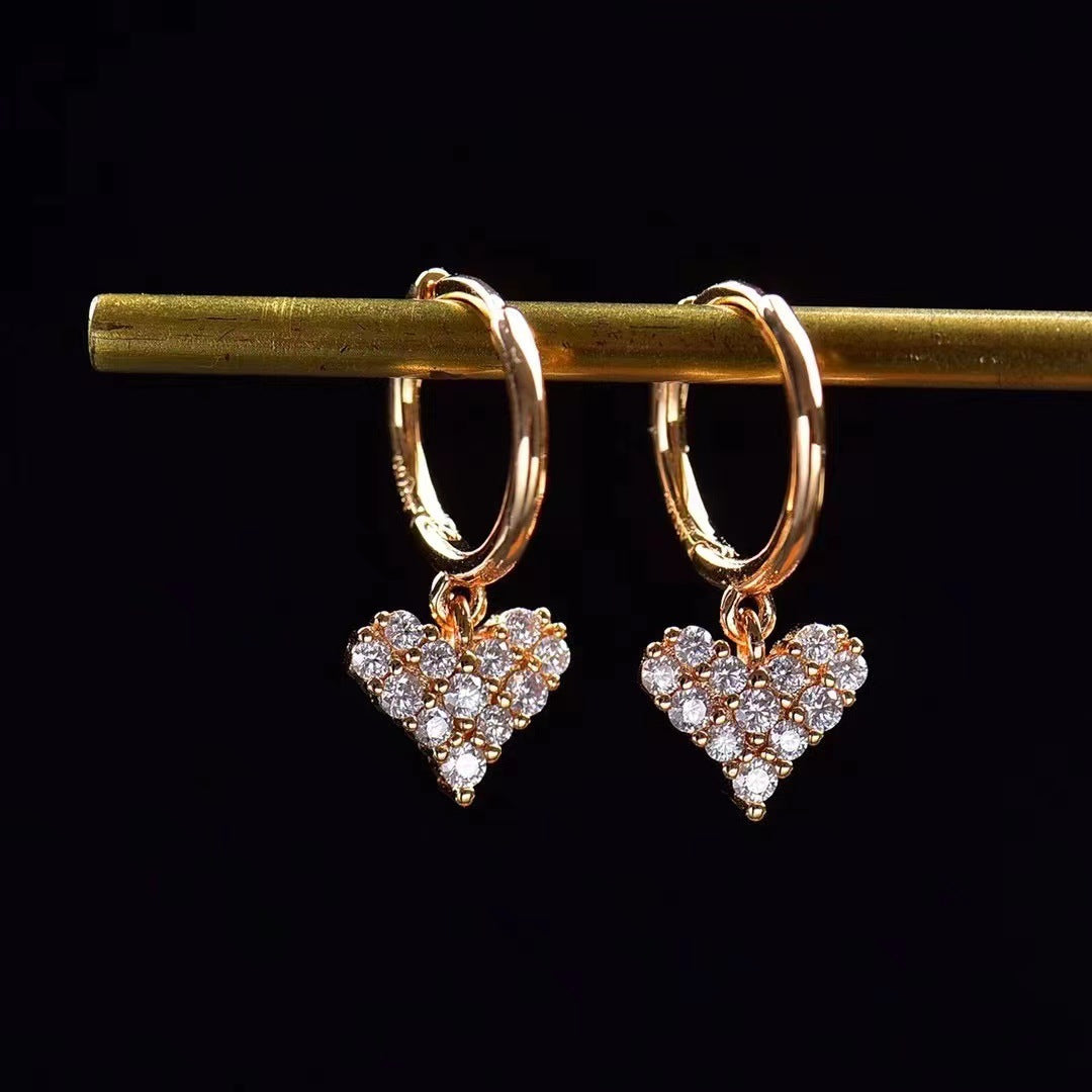Nalani Luxe - D-Color Moissanite Heart Huggie Earrings – Delicate Sparkle Edition