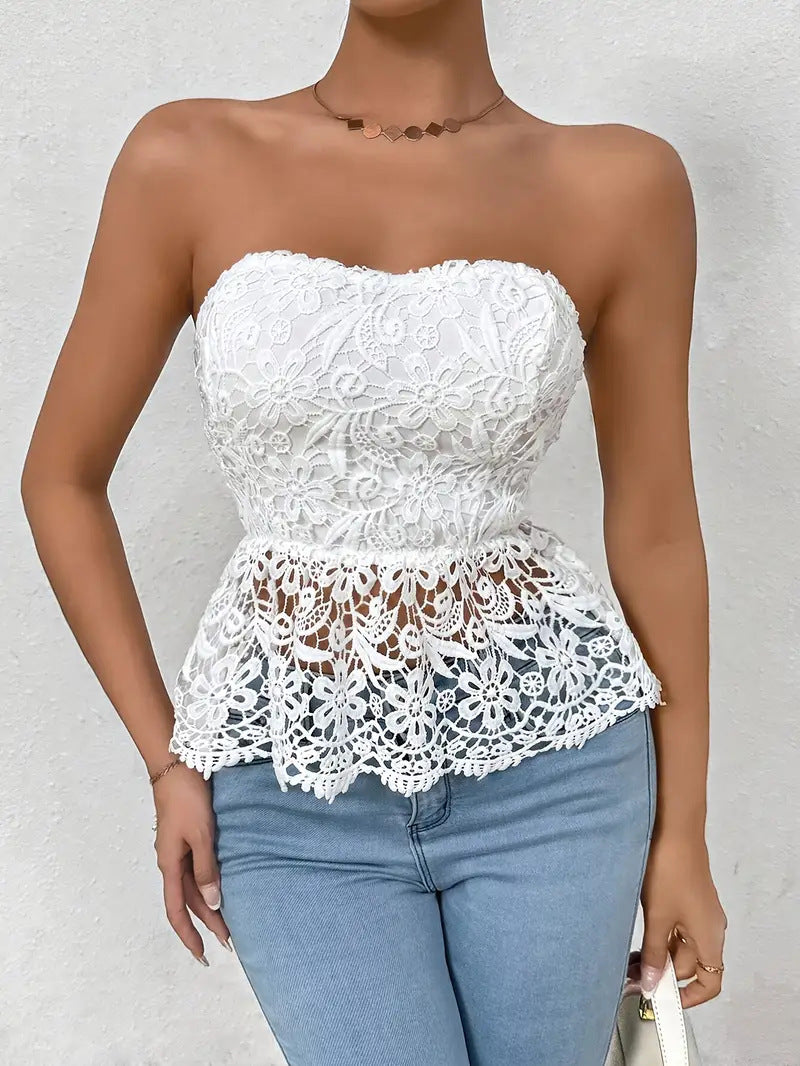 Nalani Lace Strapless Bustier Top