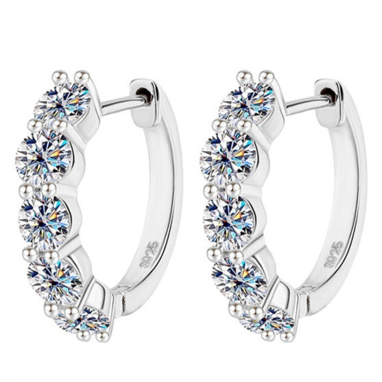 S925 Sterling Silver Moissanite Hoop Earrings – Classic Sparkle