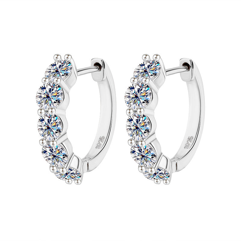 S925 Sterling Silver Moissanite Hoop Earrings – Classic Sparkle
