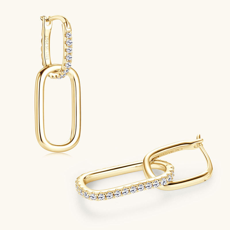 S925 Sterling Silver Moissanite Link Earrings – Modern Minimal Sparkle