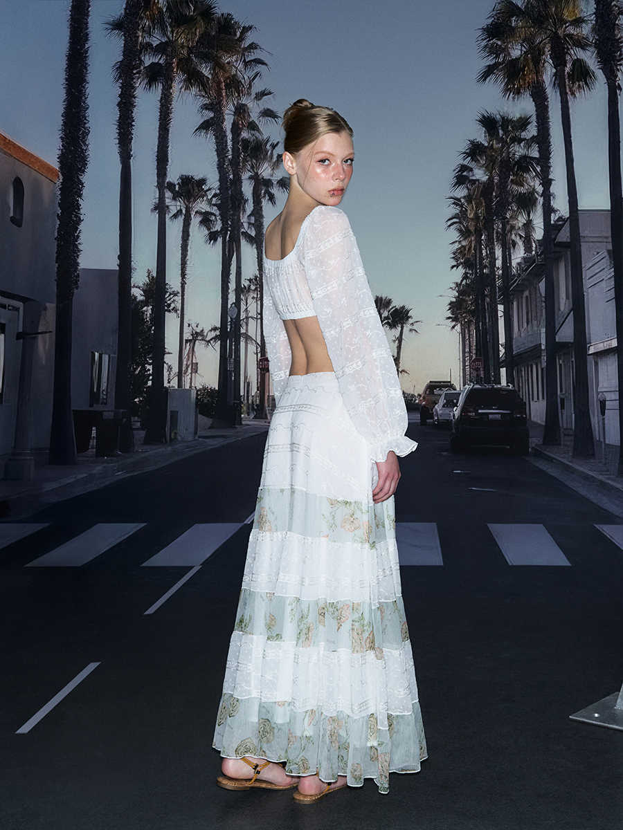 Nalani Luxe - Soft Floral Tiered Chiffon Skirt