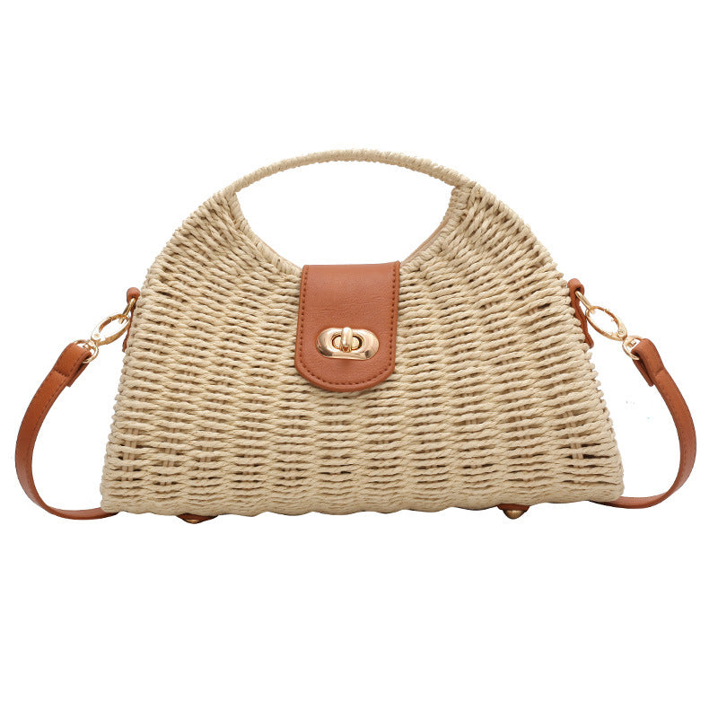 Nalani Woven Straw Crossbody Bag – Summer Bucket Handbag