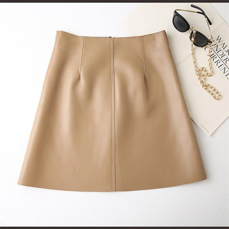 High-Waist Leather Mini Skirt