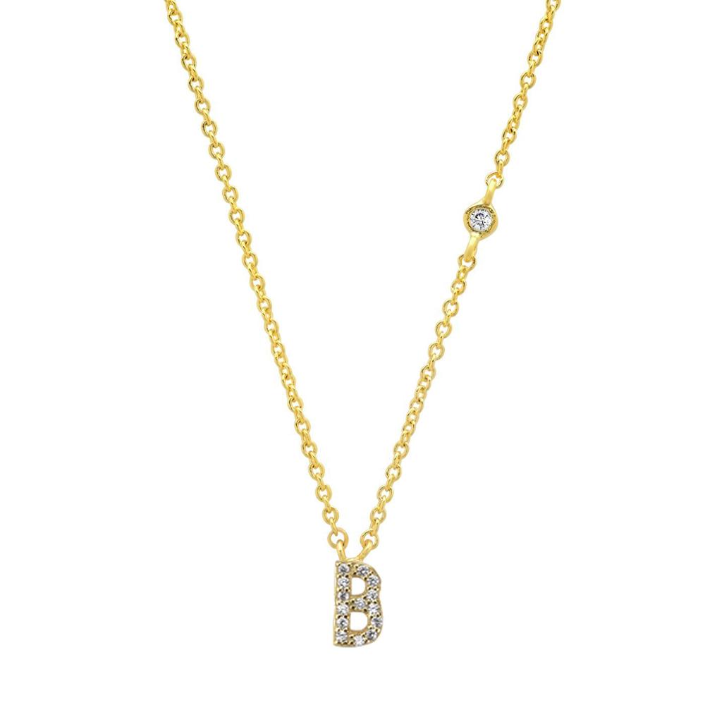 Gold-Plated Sterling Silver Initial Necklace – Minimal Personalized Pendant