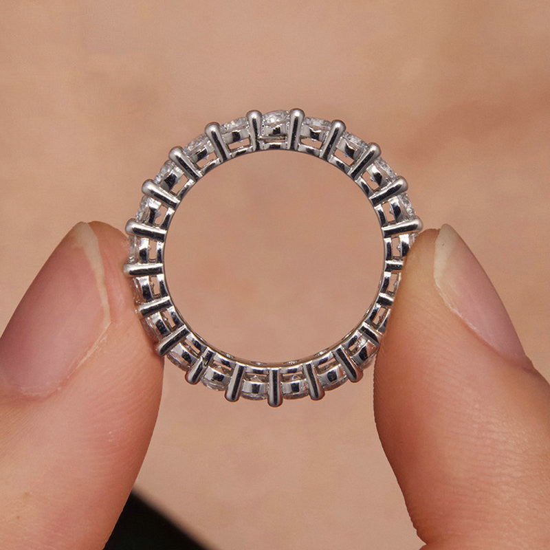 S925 Sterling Silver Moissanite Eternity Ring – Paired Diamond Shine