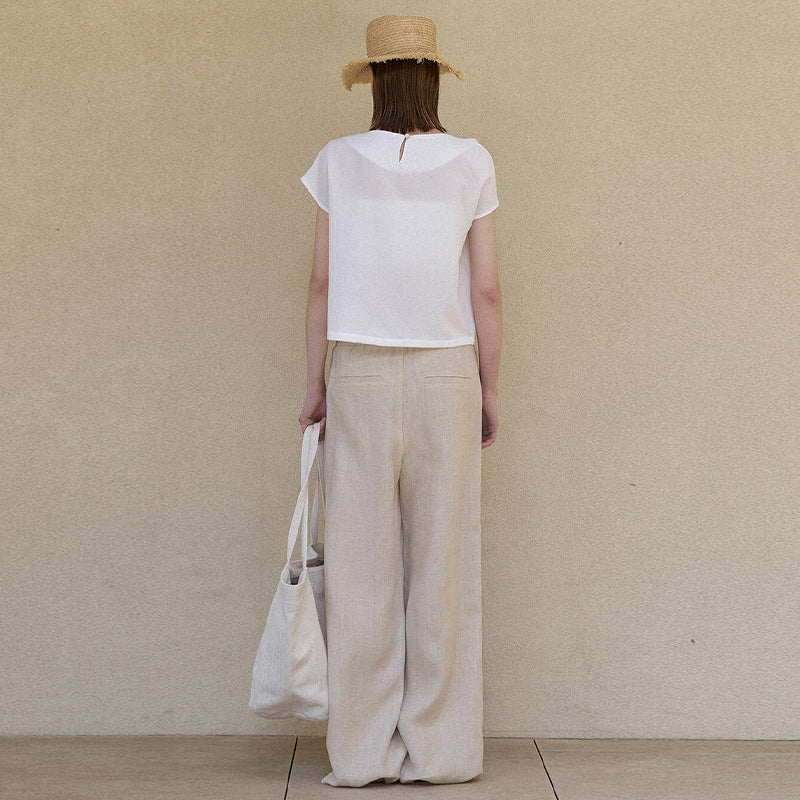 Nalani Linen Ease Straight-Leg Pants - Natural texture. Effortless balance