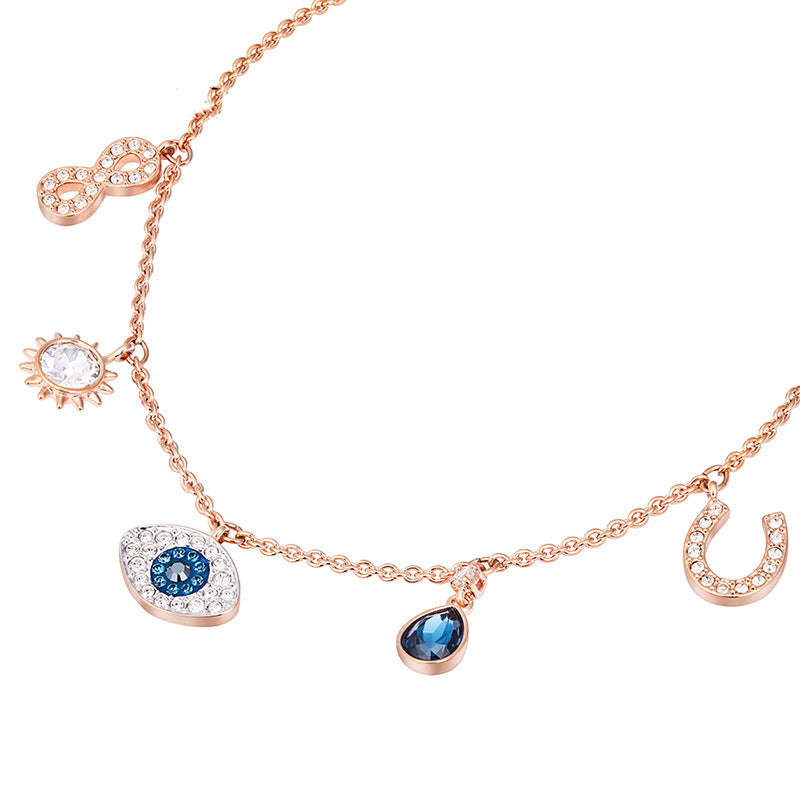 Lucky Sunflower & Horseshoe Charm Bracelet – Austrian Crystal Adjustable Chain