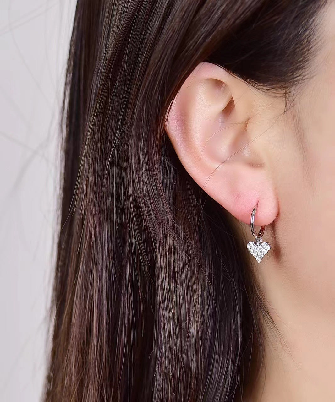 Nalani Luxe - D-Color Moissanite Heart Huggie Earrings – Delicate Sparkle Edition