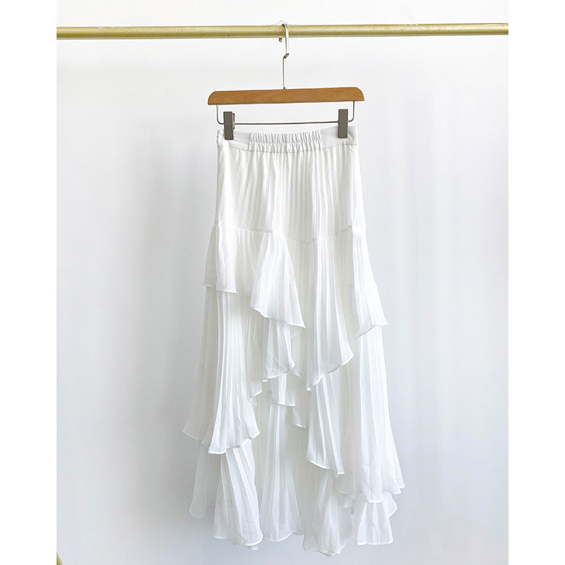 Soft Flow Tiered Chiffon Midi Skirt