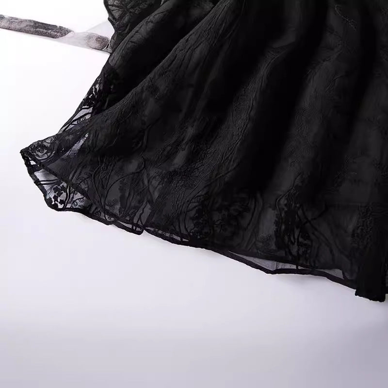 Soft Grace Embroidered Silk Pleated Maxi Skirt