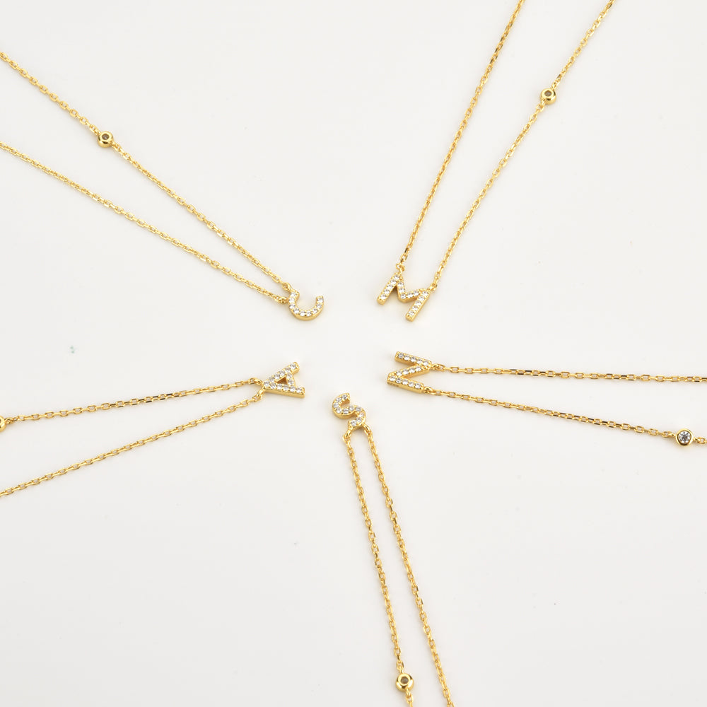 Gold-Plated Sterling Silver Initial Necklace – Minimal Personalized Pendant