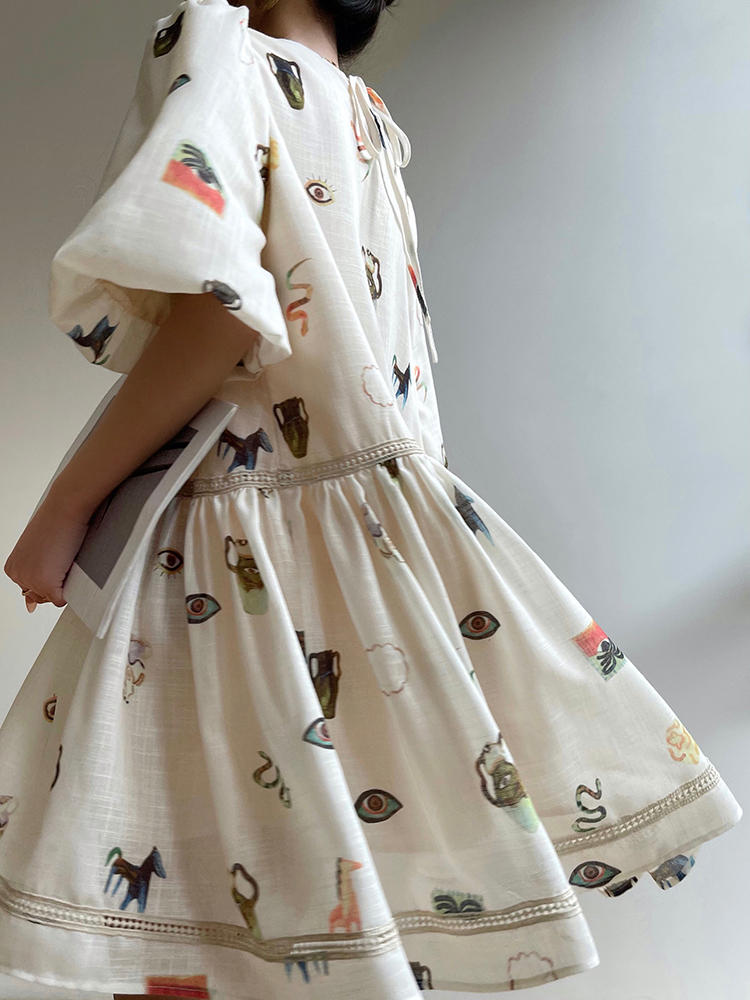 Nalani Luxe - Soft Eden Puff Sleeve Tea Dress