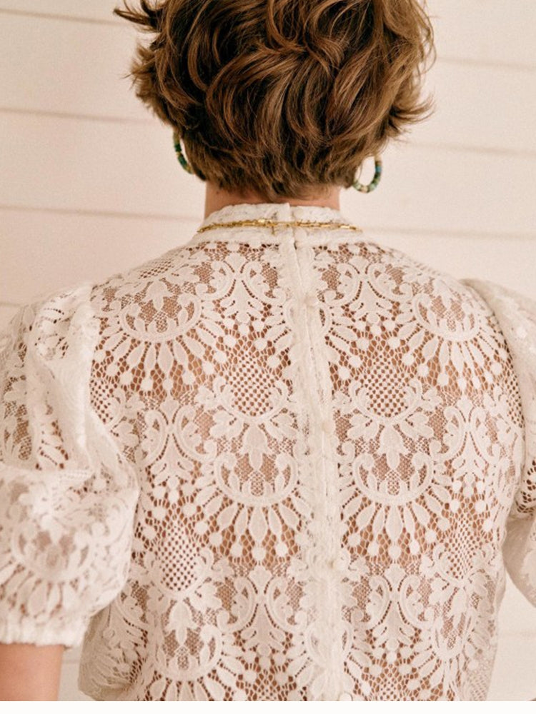 Soft Lace Puff Sleeve Top – Subtle Romance