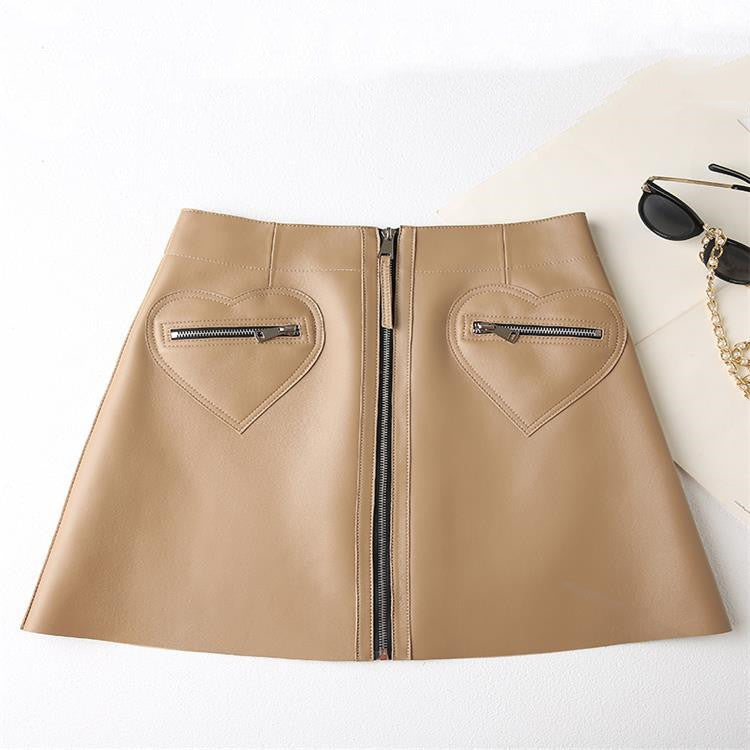 High-Waist Leather Mini Skirt