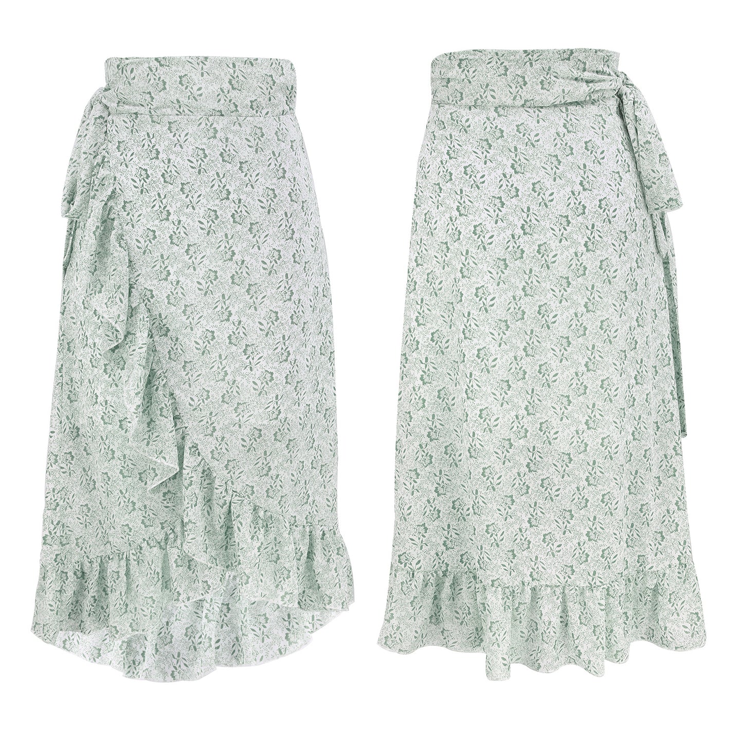 Golden Tides Floral Chiffon Wrap Skirt