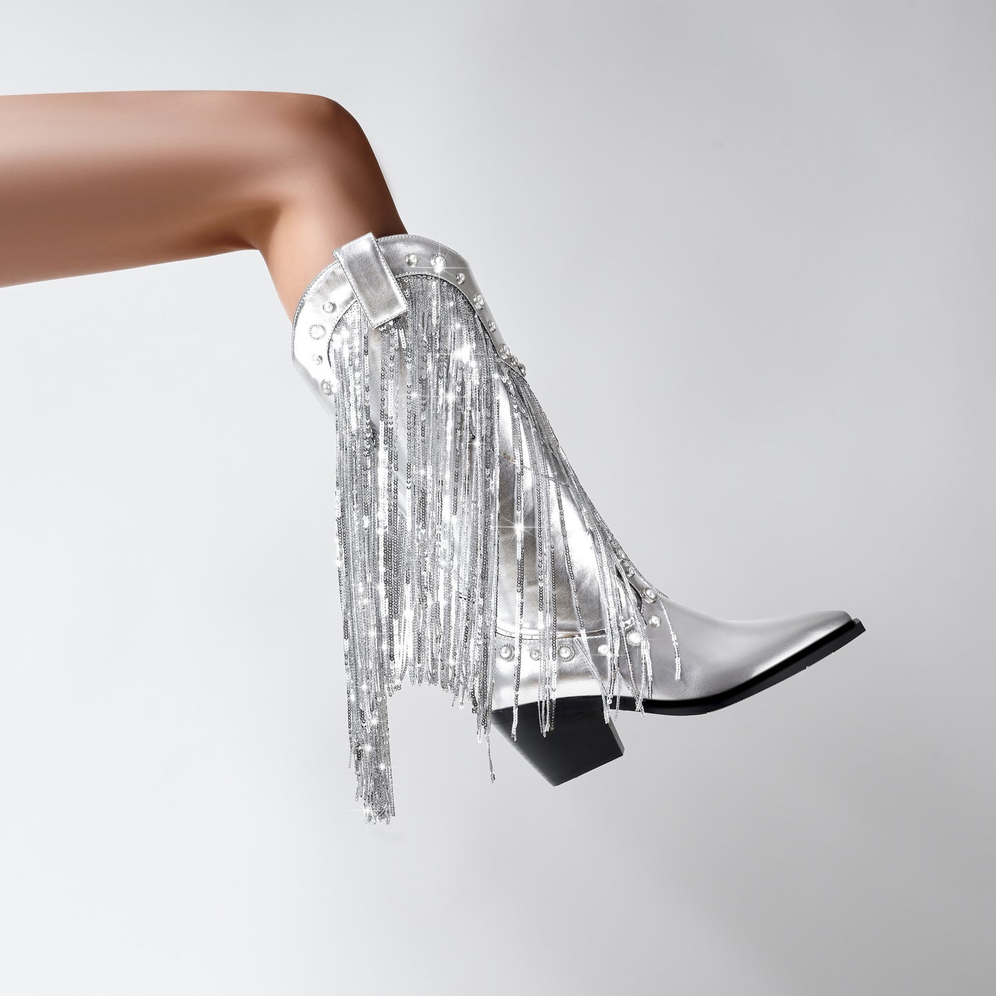 Nalani Luxe -  Silver Tassel Statement Boots