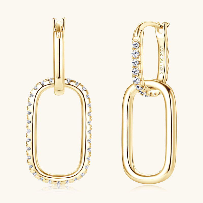 S925 Sterling Silver Moissanite Link Earrings – Modern Minimal Sparkle