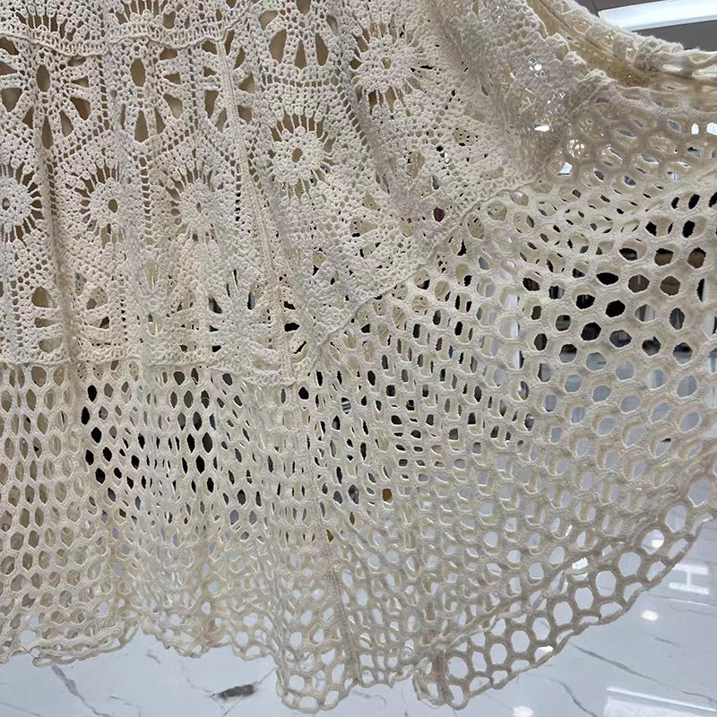 Soft Lace Patchwork A-Line Midi Skirt