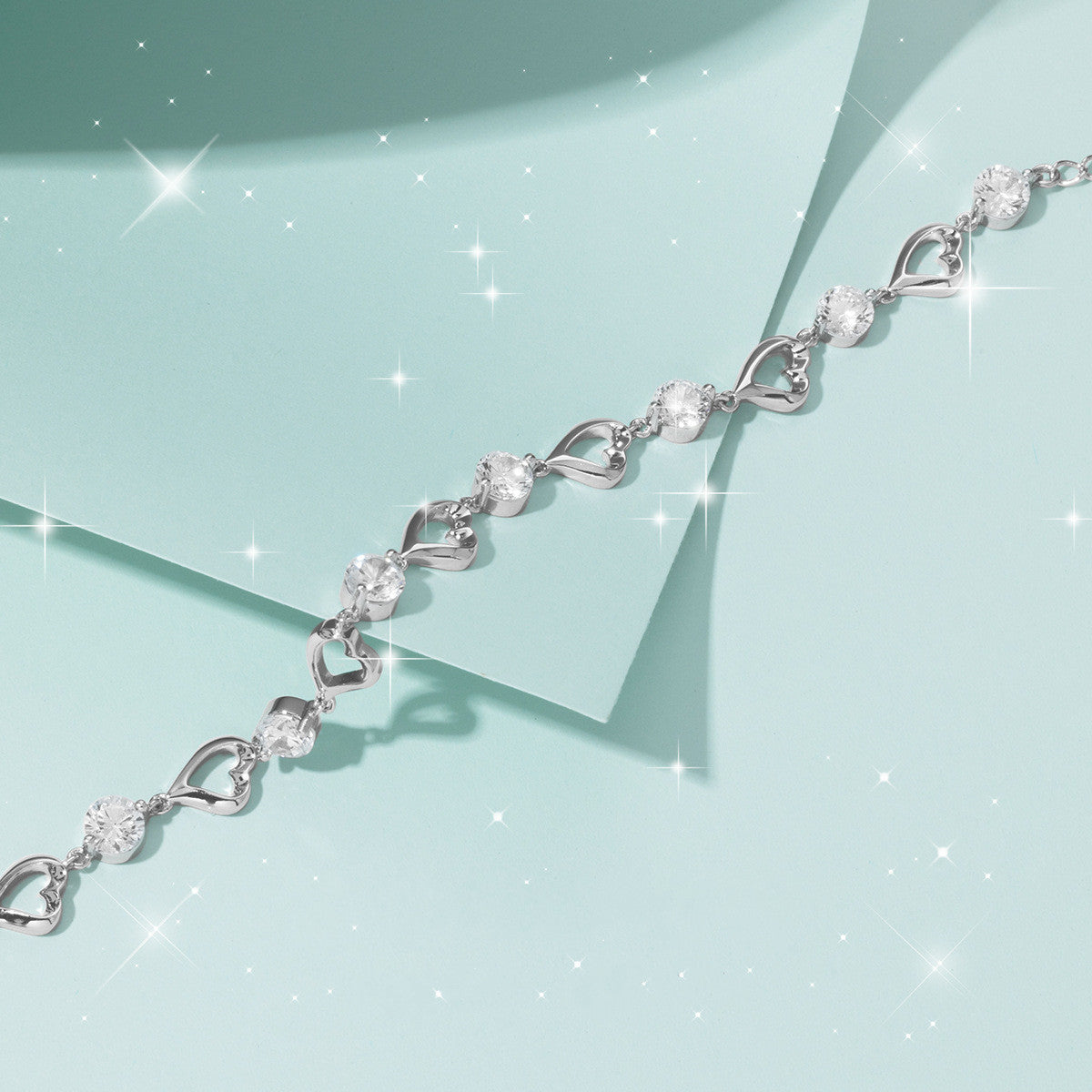 S925 Sterling Silver Loving Heart Zircon Bracelet – Delicate Romantic Shine