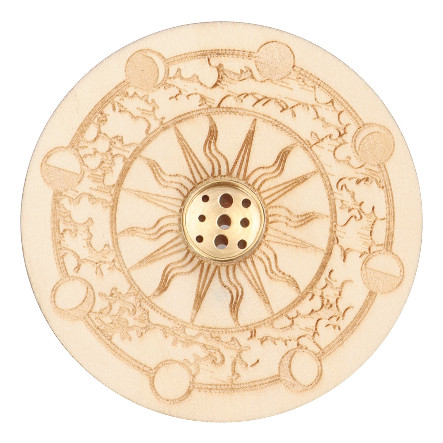 Wooden Zodiac Incense Holder – Engraved Meditation & Yoga Incense Stand