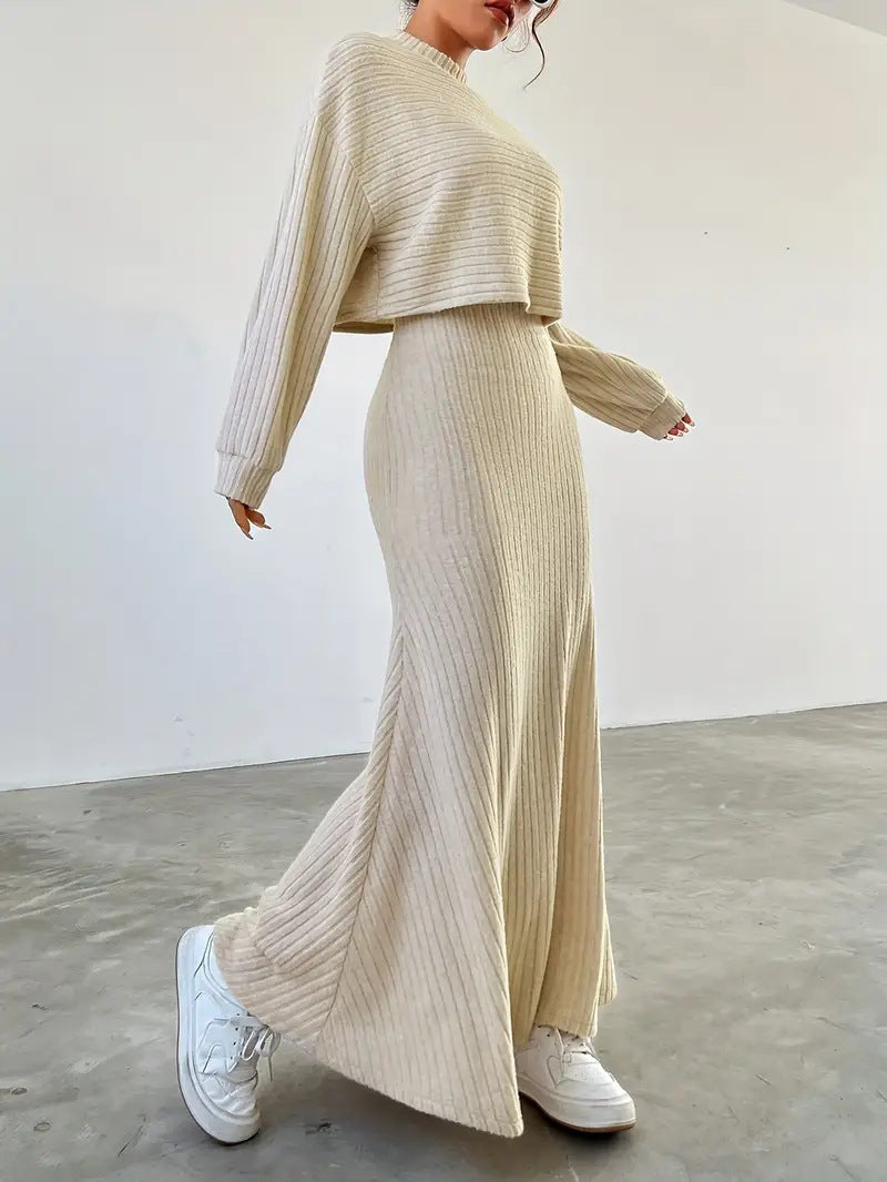 Soft Balance Knit Dress & Vest Set